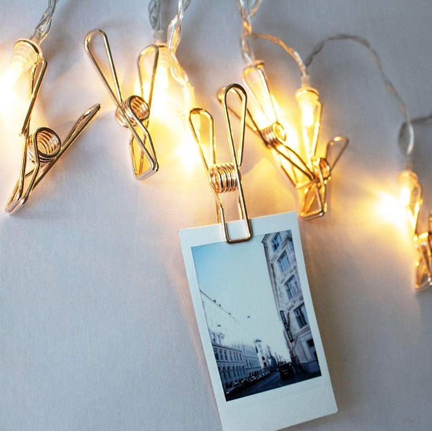 Gold Photo Clips Lights - Illuminate Your Memories in Style